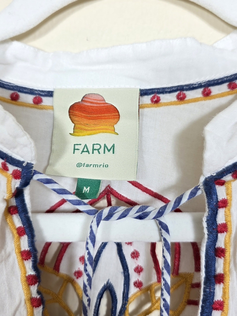 FARM RIO MARY TILES OFF-WHITE EMBROIDERED BLOUSE SIZE M MSRP $ 280 - Picture 10 of 12